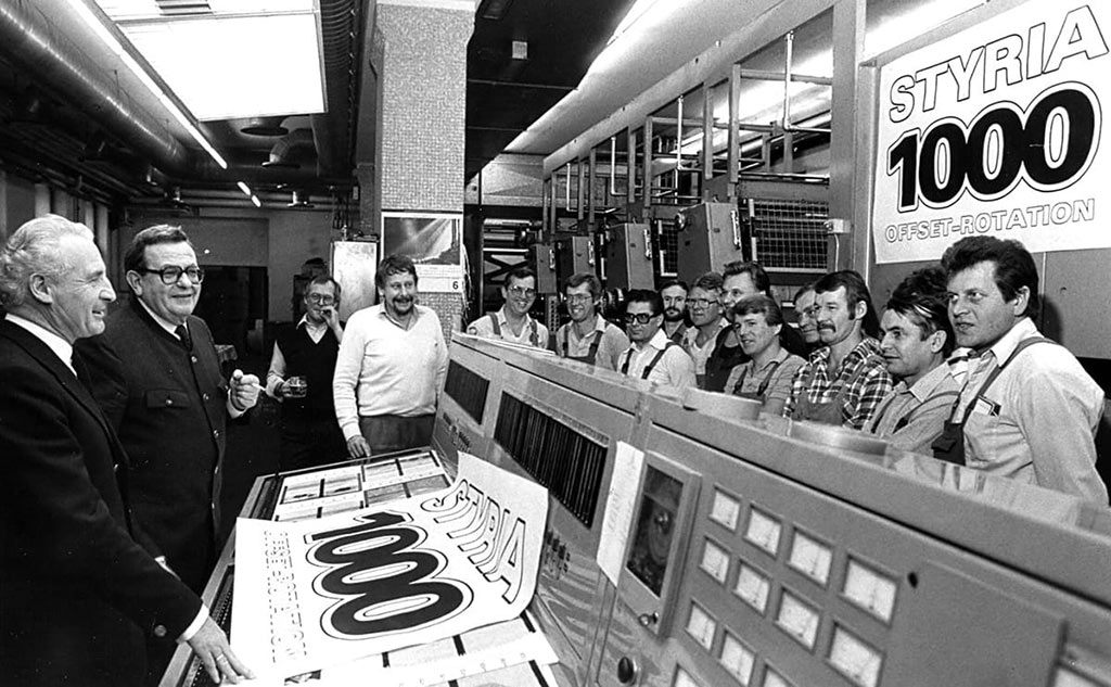 Eröffnung der neuen Offset-Rotation in der Druckerei 1985